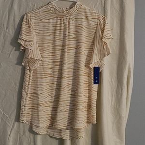 Apt 9 giraffe print hi neck blouse L